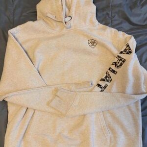 Ariat Light Beige Hoodie with leopard print Logo